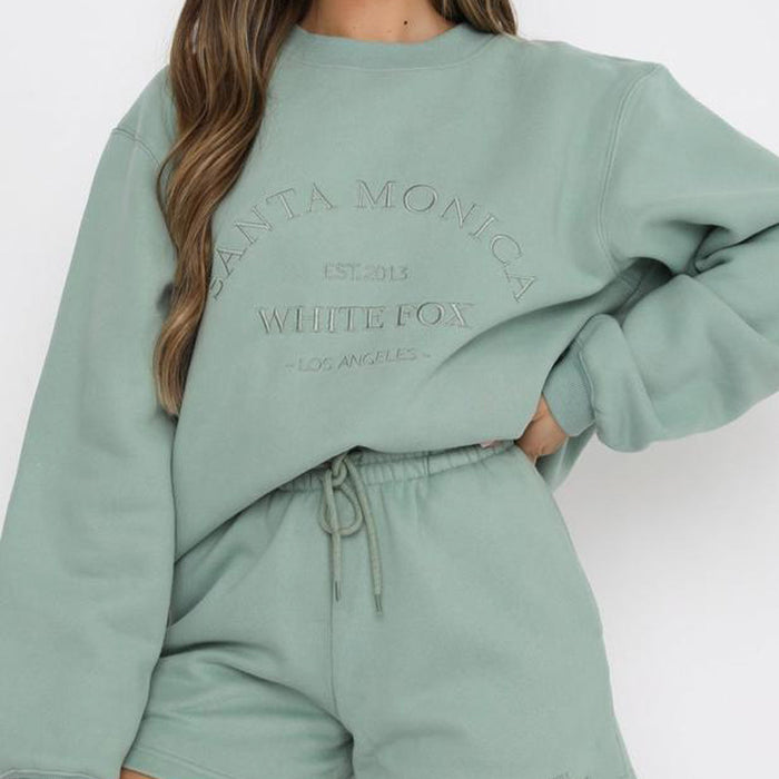 Color-Women Sweater Letter Graphic Embroidery Loose Casual Long Sleeves Fleece Pullover-Fancey Boutique