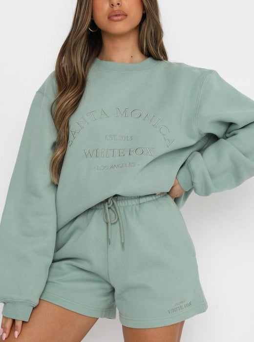 Color-Women Sweater Letter Graphic Embroidery Loose Casual Long Sleeves Fleece Pullover-Fancey Boutique