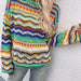 Color-Autumn Winter New Stitching Knitwear Loose Color Rainbow round Neck Striped Sweater for Women-Fancey Boutique