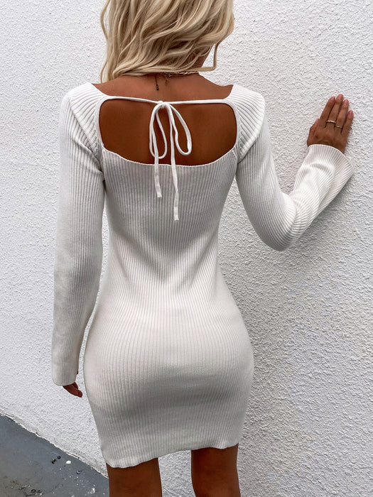 Color-Autumn Winter Knitting Street Hipster Fashion Straight Pullover Lace-up Bottoming Sweater Solid Color Sweater for Women-Fancey Boutique
