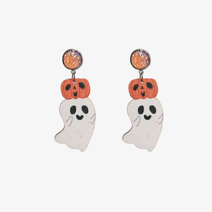 Color-Ghost Shape Wooden Dangle Earrings-Fancey Boutique