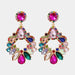 Color-One Size-Zinc Alloy Frame Glass Stone Dangle Earrings-Fancey Boutique