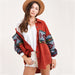 Color-Nostalgic Fried Floral Corduroy Aztec Stitching Printing Pocket Long Sleeve Coat Women Jacket-Fancey Boutique