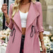 Color-Open Front Drawstring Trench Coat with Pockets-Fancey Boutique