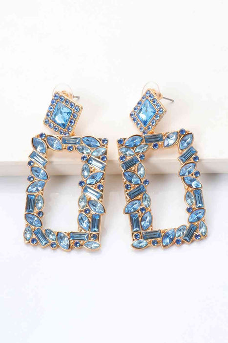 Color-Square Shape Glass Stone Dangle Earrings-Fancey Boutique