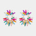 Color-One Size-Flower Shape Glass Stone Dangle Earrings-Fancey Boutique