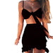 Color-Bandeau Camisole High Waist Ruffles Package Hip Vacation Skirt Set-Fancey Boutique