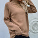 Color-camel-Autumn Winter New Solid Color Sweater Turtleneck Pullover Loose Women Clothing Solid Color Autumn Winter Turtleneck Sweater-Fancey Boutique