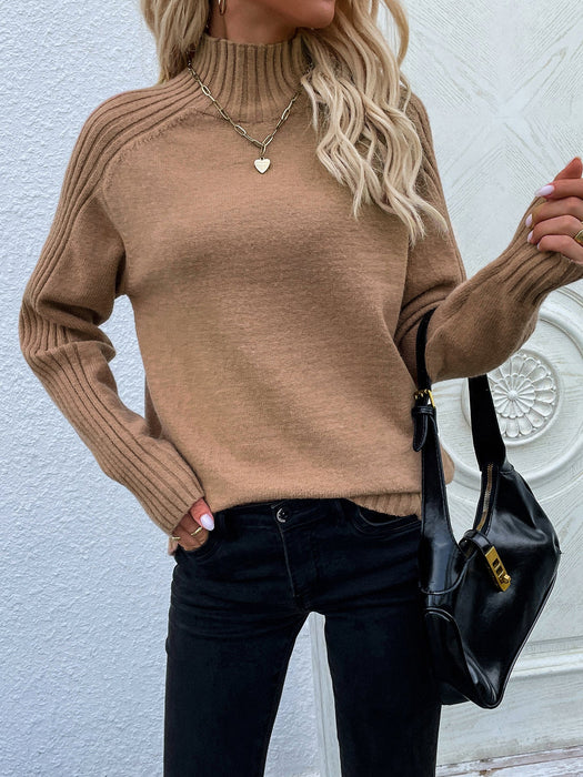 Color-Autumn Winter New Solid Color Sweater Turtleneck Pullover Loose Women Clothing Solid Color Autumn Winter Turtleneck Sweater-Fancey Boutique