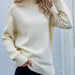 Color-Apricot-Autumn Winter New Solid Color Sweater Turtleneck Pullover Loose Women Clothing Solid Color Autumn Winter Turtleneck Sweater-Fancey Boutique