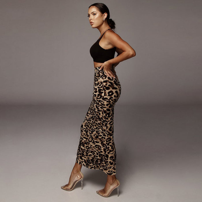 Color-Leopard Print Snake Print Plus Size High Waist Skirt Split Long Skirt Hip Skirt for Women Summer-Fancey Boutique