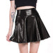 Color-Black-Nightclub Stage Solid Color Performance Wear Faux Leather Umbrella Skirt Women Pleated Skirt-Fancey Boutique