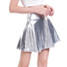 Color-Silver-Nightclub Stage Solid Color Performance Wear Faux Leather Umbrella Skirt Women Pleated Skirt-Fancey Boutique