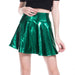 Color-Green-Nightclub Stage Solid Color Performance Wear Faux Leather Umbrella Skirt Women Pleated Skirt-Fancey Boutique