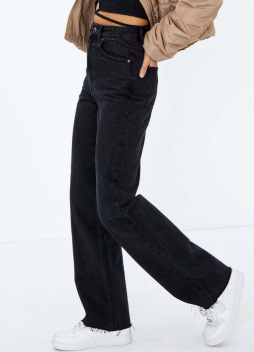 Color-Black-Women High Waist Retro Loose Straight Jeans Women Pants Straight Leg Jeans-Fancey Boutique