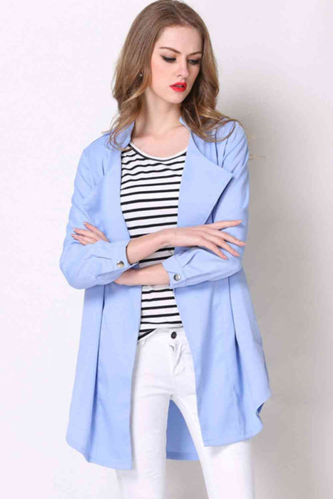 Color-Full Size Open Front Longline Trench Coat-Fancey Boutique