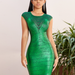 Color-Autumn Winter New Green Lace Bandage One-Piece Dress Women Sexy Hollow Out Cutout Bandage Dinner Party Dress-Fancey Boutique