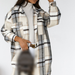 Color-Winter Women Clothing Plaid Brushed Woolen Long Blouse-Fancey Boutique