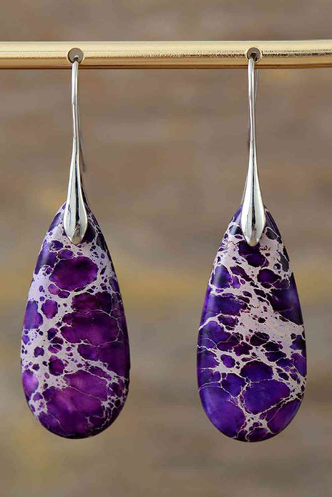 Color-One Size-Handmade Teardrop Shape Natural Stone Dangle Earrings-Fancey Boutique