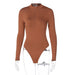 Color-Brown-Long-sleeve Zipper Slim Fit Slim Looking Base Bodysuit Autumn-Fancey Boutique