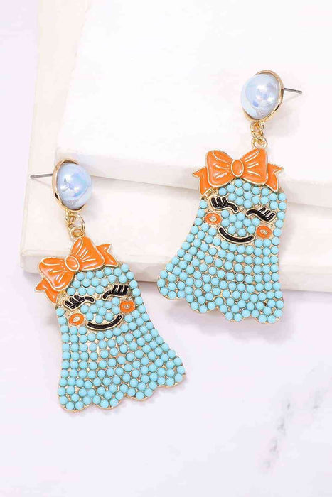 Color-Smiling Ghost Shape Synthetic Pearl Earrings-Fancey Boutique