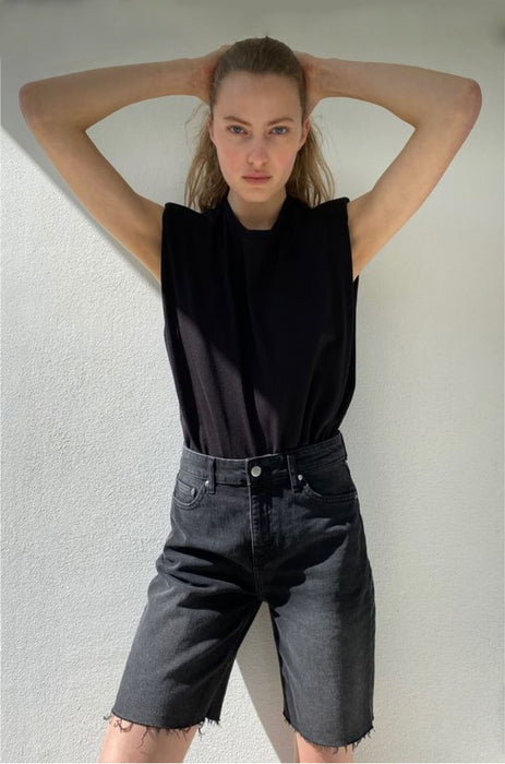 Color-Women Clothing High Waist Straight Loose Breasted Denim Non-Elastic Cropped Pants Cool Black Washed Riding Sports Jeans-Fancey Boutique