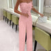Color-Pink-Spring Summer Feather Tube Top Sexy Jumpsuit-Fancey Boutique