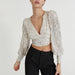 Color-Silver-Women Clothing Party Puff Sleeve Sequined Blouse Long Sleeve Top-Fancey Boutique