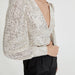 Color-Silver-Women Clothing Party Puff Sleeve Sequined Blouse Long Sleeve Top-Fancey Boutique