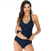 Color-Navy Blue-Women Spring Summer Split Swimwear-Fancey Boutique