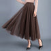 Color-Brown-Spring Swing Puffy Ankle Length Skirt High Waist Slim Fit Fairy Skirt Tulle Skirt A Line Skirt-Fancey Boutique