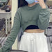 Color-Autumn Profile Sweater Women Sweet Cool High Waist Cropped Sweatshirt Terry Pullover Crop Top Sweatshirt-Fancey Boutique