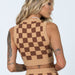 Color-Spring Urban Casual Women Chessboard Plaid Knitted Vest-Fancey Boutique