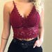 Color-Burgundy-Sexy Goddess Hazy Sexy Charming Hollow Out Cutout Lace Thin Strap Triangle Cup Bra Wireless Backless Women Underwear-Fancey Boutique