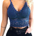 Color-Blue-Sexy Goddess Hazy Sexy Charming Hollow Out Cutout Lace Thin Strap Triangle Cup Bra Wireless Backless Women Underwear-Fancey Boutique