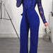 Color-Blue-Clothing Casual Women Water Soluble Lace off Neck Wide Leg Jumpsuit-Fancey Boutique