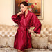 Color-Burgundy-Pajamas Women Spring Summer Silk Ice Silk Robe Foreigners plus Size Bathrobe Morning Gowns Ladies Summer Loungewear-Fancey Boutique