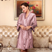 Color-Deep Lotus-Pajamas Women Spring Summer Silk Ice Silk Robe Foreigners plus Size Bathrobe Morning Gowns Ladies Summer Loungewear-Fancey Boutique