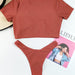 Color-Brown-Swimsuit Bikini round Neck Split Swimsuit Bikini-Fancey Boutique