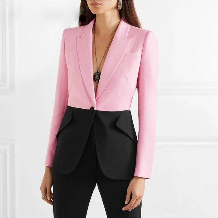 Color-Women Clothing Street Fashionable Temperamental All-Match Color Matching Blazer-Fancey Boutique