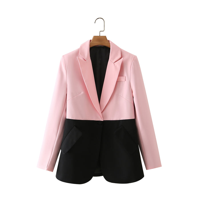 Color-Women Clothing Street Fashionable Temperamental All-Match Color Matching Blazer-Fancey Boutique