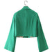 Color-French Retro Women Clothing Slimming Solid Color Satin Short Blazer-Fancey Boutique