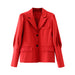 Color-French Retro Spring Women Clothing Slimming Two-Color Gigot Sleeve Blazer-Fancey Boutique