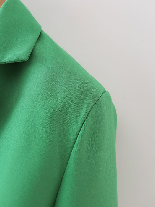 Color-Autumn Women Clothing Green Short Suit Business Suit Shorts-Fancey Boutique