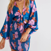 Color-Spring French Floral Print Lace-up Hollow Out Cutout Long Sleeve Dress Casual-Fancey Boutique