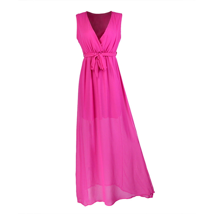 Color-Women Wear Loose Chiffon Spring Summer Sexy Dress-Fancey Boutique