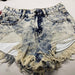 Color-Snow Blue-Slim-Fit High Waist Worn Irregular Asymmetric Leak Pocket Snowflake Nostalgic Denim Shorts-Fancey Boutique