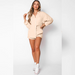 Color-Apricot-Spring Summer Solid Color Slimming Urban Casual Long Sleeve Shorts Suit Candy Color Suit Women-Fancey Boutique