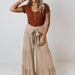 Color-Women Clothing Bandage Elastic Waist Pleated Wide Leg Pants Casual Loose Trousers-Fancey Boutique