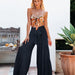 Color-Women Clothing Bandage Elastic Waist Pleated Wide Leg Pants Casual Loose Trousers-Fancey Boutique